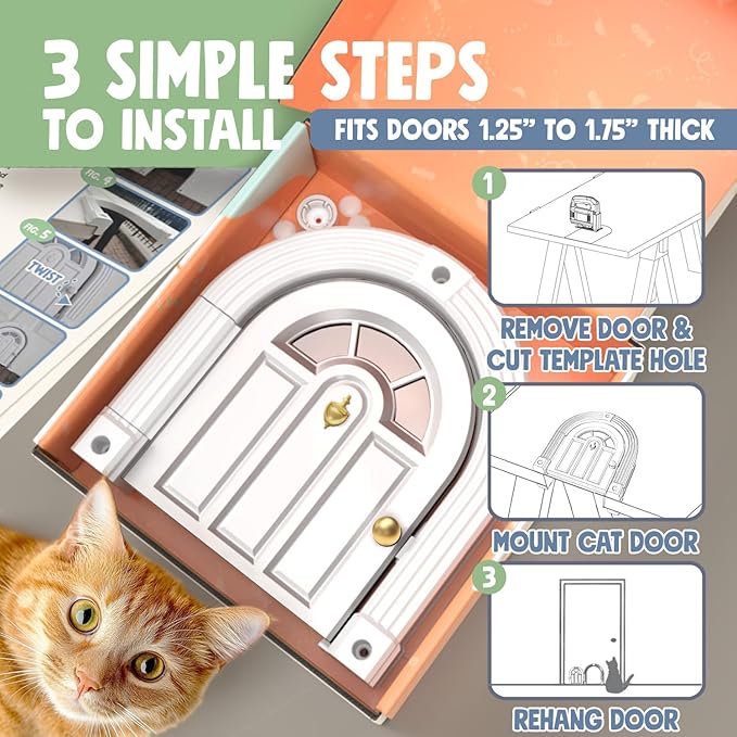 Purrfect Portal Meow Manor® Cat Door Interior Door - Image 4