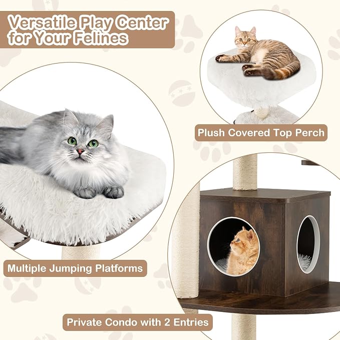 PETSITE Tall Cat Tree for Indoor Cats, 71 Inches Multi-Level Modern Cat Tower - Image 4