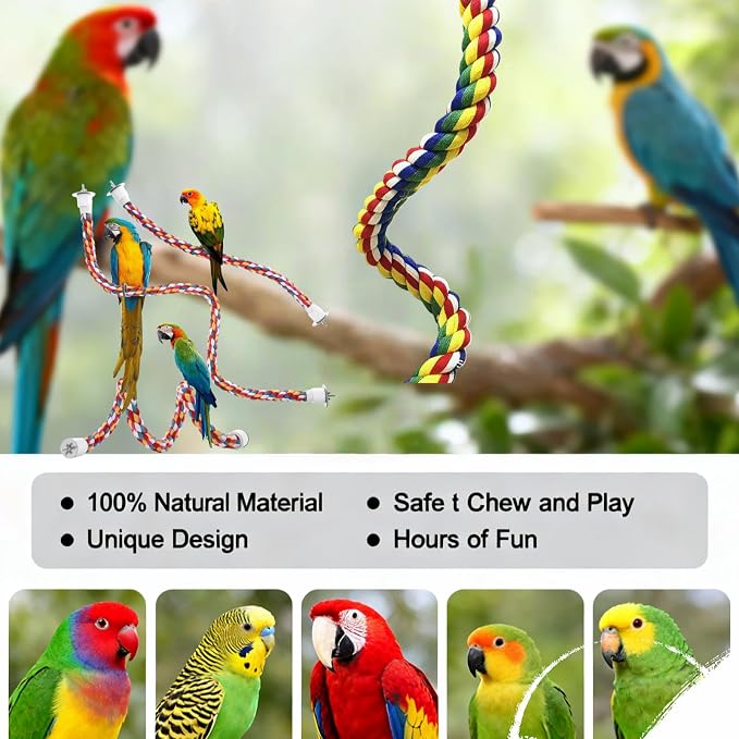 Bird Rope Perches, Parrot Toys, Bungee Rope Perches - Image 6