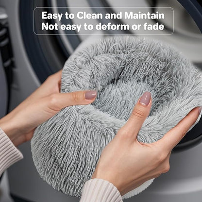 Cat Bed - Calming Cat Bed for Small Kittens Donut Washable Round for Indoor - Image 6