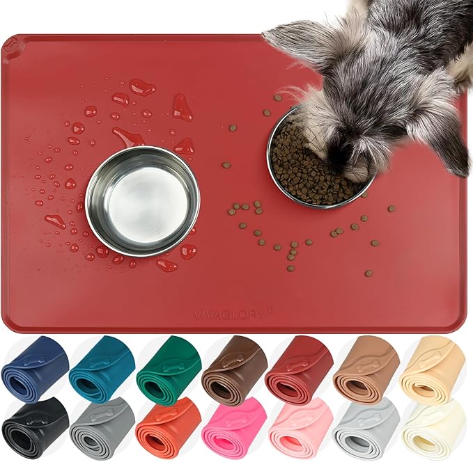 VIVAGLORY Dog Food Mat Flexmat Dog Bowl Mat, Placemat Food Tray by Vivaglory