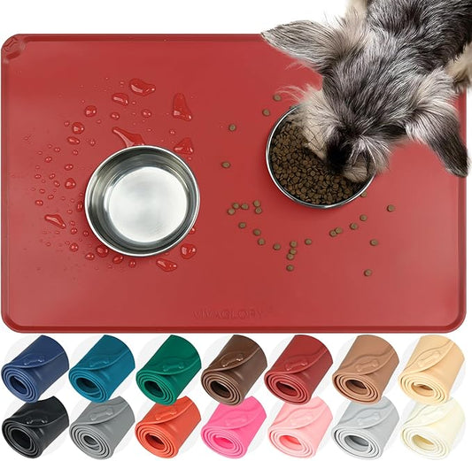 VIVAGLORY Dog Food Mat Flexmat Dog Bowl Mat, Placemat Food Tray by Vivaglory
