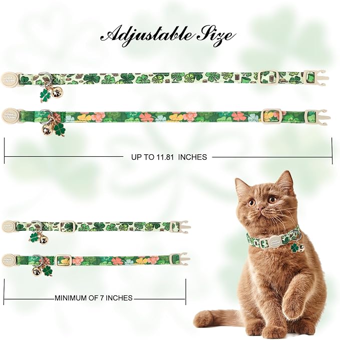 Unique Style Paws Saint Patrick Day Cat Collar, Trefoil Cat Collars, Adjustable - Image 6