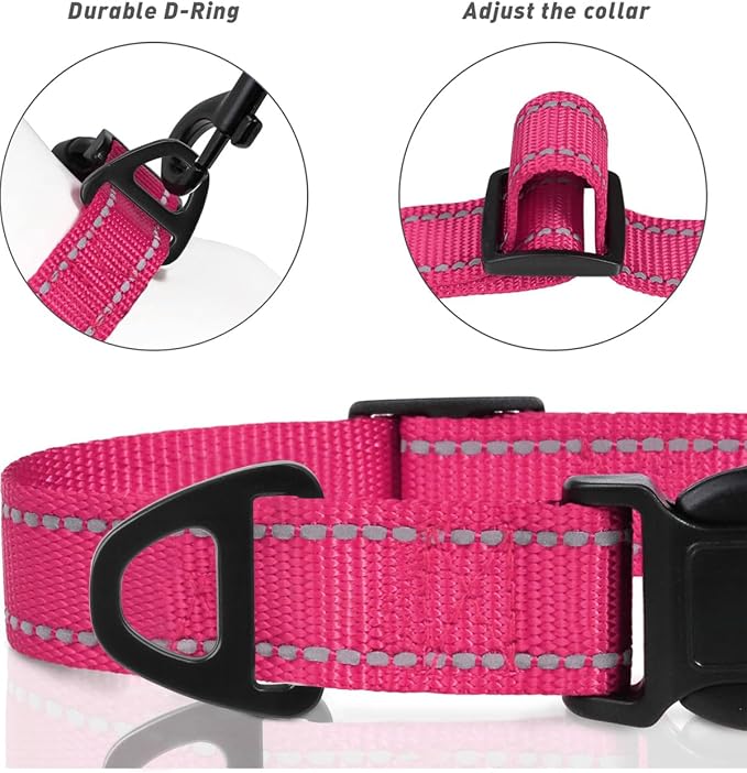 TagME Dog Collar, Adjustable Reflective Nylon Pet Collar - Image 3