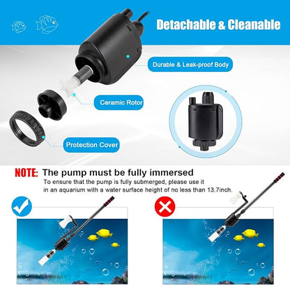 AQQA Aquarium Gravel Cleaner, 6-in-1 Electric Fish Tanks Gravel Vacuum Cleaner - Image 2