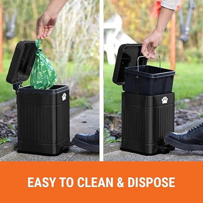 Pupzle Small Dog Poop Trash Can Outside, 1.3 Gal Metal Dog Waste Trash Can - Image 5