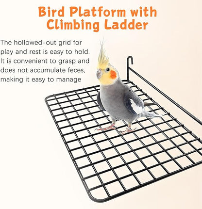 BNOSDM 4 PCS Bird Perches Platform, Stainless Steel Grid Platform - Image 3