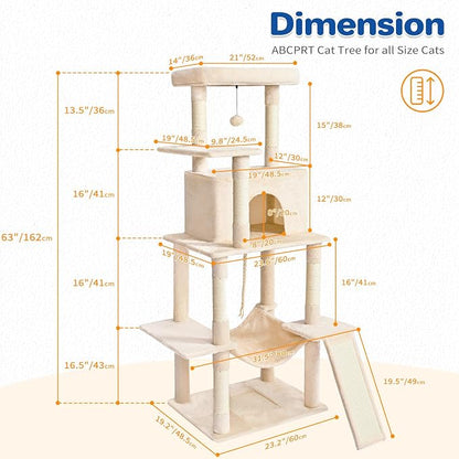 Cat Tree Tower 63in Multi-Level Cat Tower - Image 9