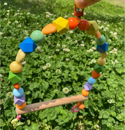 Wooden Bird Swings for Large Parrots, Cockatiel Perch Parakeet Swing Hanging - Image 4