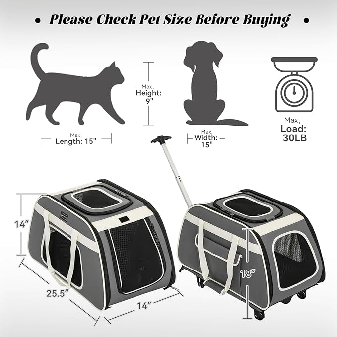 PETSFIT Large Pet Carrier with Wheels Designed - Image 2