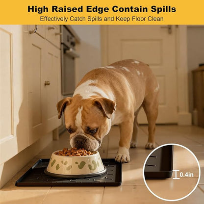 Pieviev 16''x12'' Dog Cat Food Bowl Mat, Silicone Waterproof Food Grade Pet - Image 2