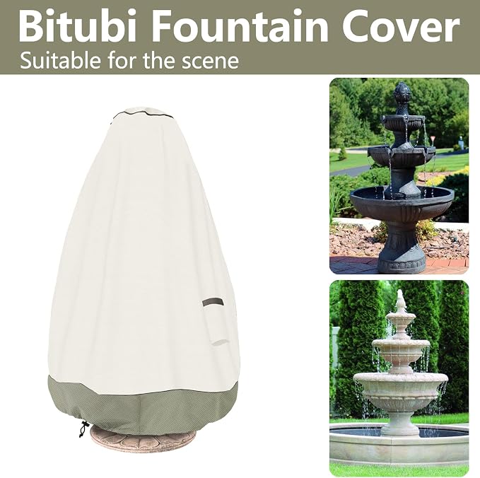 Bitubi Fountain Cover（48"x68"） 600D Oxford Cloth Garden Fountain Statue - Image 3