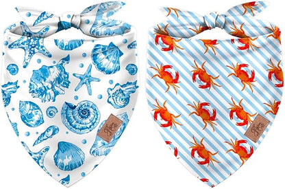 JarThenaAMCS 2Pcs Sea Dog Bandana Summer Ocean Animal Theme Triangle Pet Scarf by JarThenaAMCS