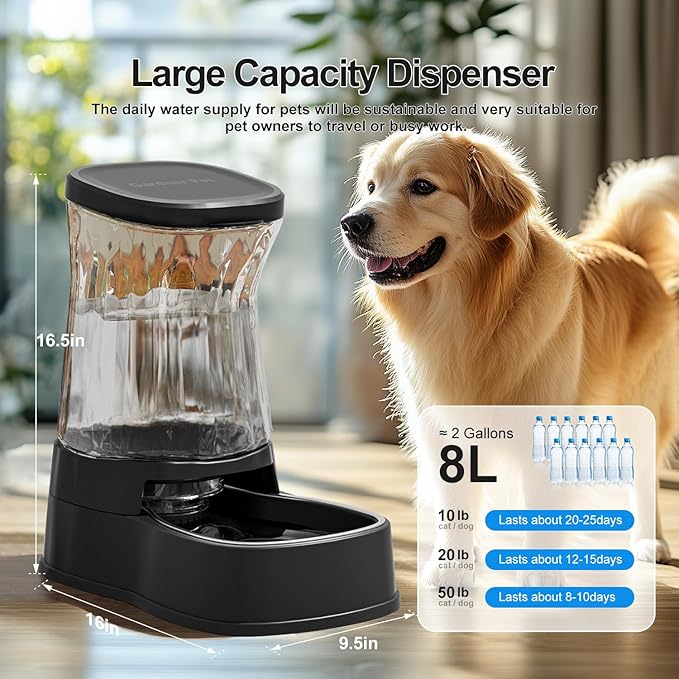 Gardner Pet Automatic Dog Water Dispenser Gravity Stainless Steel Water Waterer - Image 2