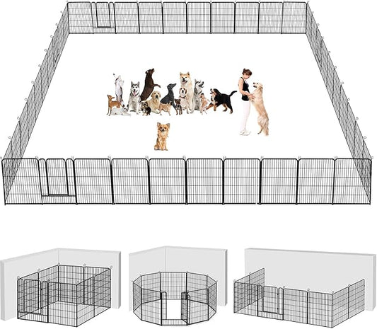 Dog Playpen Dog Fence Outdoor for Yard, 32inch 48 Panels Dog Pens Outside by Jhsomdr