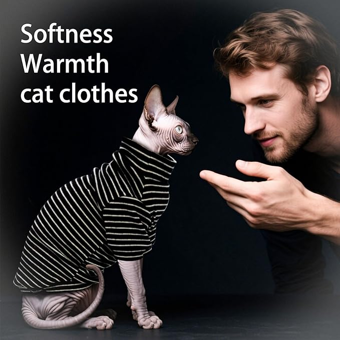Fleece Sphynx Cat Clothes Soft Hairless Cat Clothes Pullover Cat Sweater - Image 2