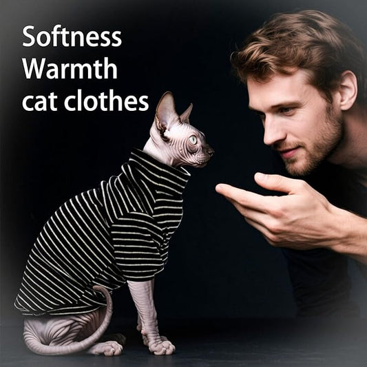 Fleece Sphynx Cat Clothes Soft Hairless Cat Clothes Pullover Cat Sweater - Image 2