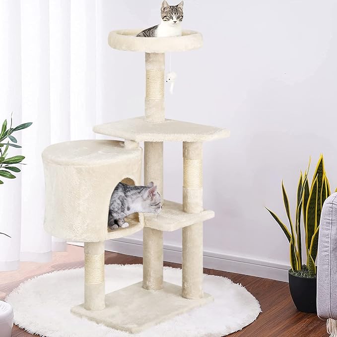 BestPet | 36" Cat Tree Tower | Beige | Sturdy Multi-Level Cat Tree - Image 2