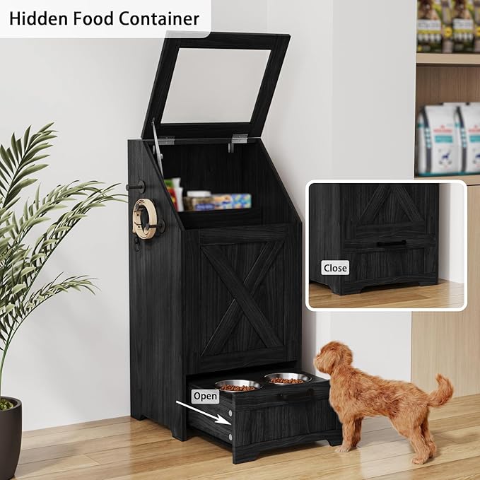 Dog Feeding Station with Storage Cabinet and 2 Elevated Dog Bowls, Hidden Pet - Image 6