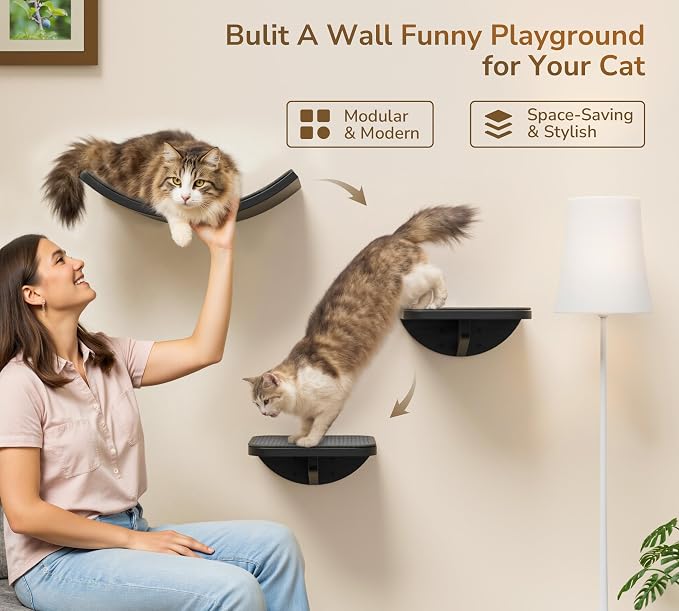 Cat Wall Shelves for Large Cats Set, Wall Mounted Climbing Shelves for Sleeping - Image 3