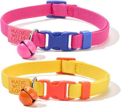 Elastic Cat Collar 2 Pack of Safety Quick Release Cat Collars by YUDOTE