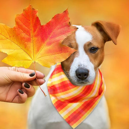 Weewooday 50 Pcs Thanksgiving Fall Dog Bandanas Bulk Plaid Bandanas - Image 6
