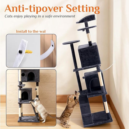 Sweetcrispy 70 Inch Cat Tree Tower, Indoor Cat Condo - Image 2