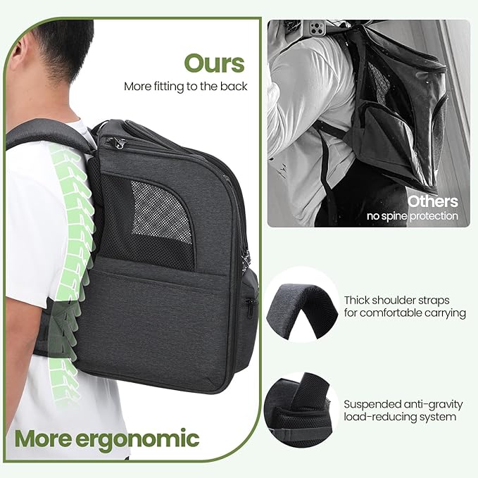 Pecute Cat Backpack Carrier, 30% Energy Saving Breathable Pet Backpack - Image 5