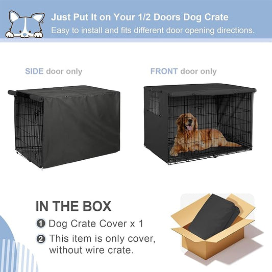 Explore Land Dog Crate Cover Heavy Duty Polyester Pet Kennel Sunshade Universal - Image 2