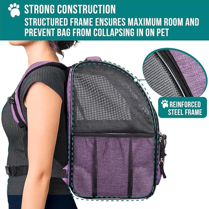 PetAmi Dog Backpack Carrier for Small Large Cat, Ventilated Pet Hiking Backpack - Image 6