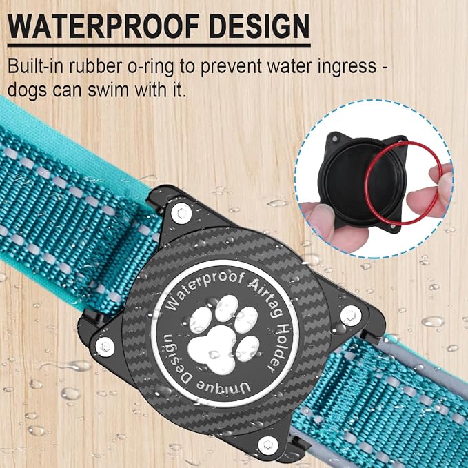 Airtag Dog Collar with Waterproof Air Tag Holder, Luminous Reflective, Soft - Image 2