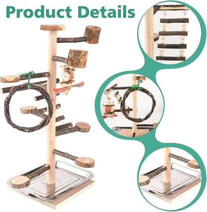 HOSUKKO Bird Playground Parrots Play Stand Wood Perches Stand, Bird Gym Playpen - Image 5