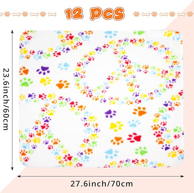 Tatuo 12 Pieces Puppy Blanket for Litter Dog Bulk Summer Throw Blanket Puppy - Image 2