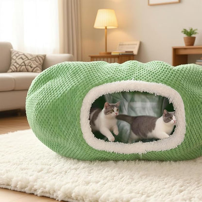 Cat Tunnel Bed for Indoor Cats, Peekaboo Cat Cave Bed, Soft Cat Donut Tunnel - Image 2
