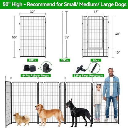 Dog Playpen Outdoor Extra Wide 32 Piece Panels Heavy Duty Dog Fence 50" Height - Image 3