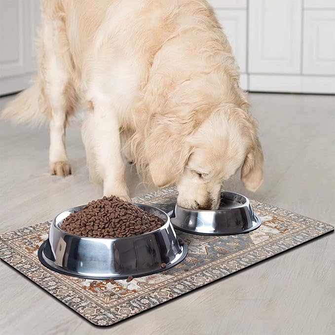 Dog Food Mats for Floors, Absorbent and Quick-Drying Pet Cat Food Mat, - Image 2
