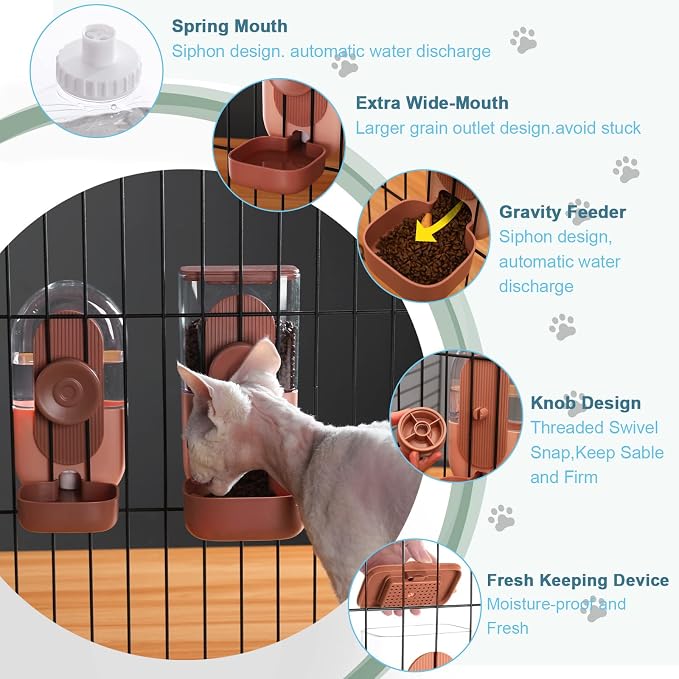 Hanging Automatic Food Water Dispenser, Gravity Rabbit Feeder and Water - Image 3