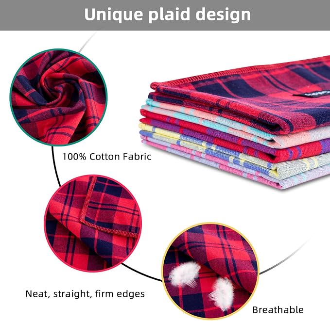 Spring Dog Bandana Small-Dog Scarf Vibrant Color Pink Green Plaid Printing - Image 3