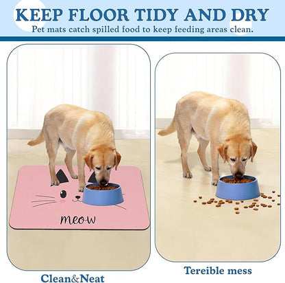Pink Cat Dog Food Mat–Christmas Stocking Absorbent Quick Dry Feeding Placemat - Image 5