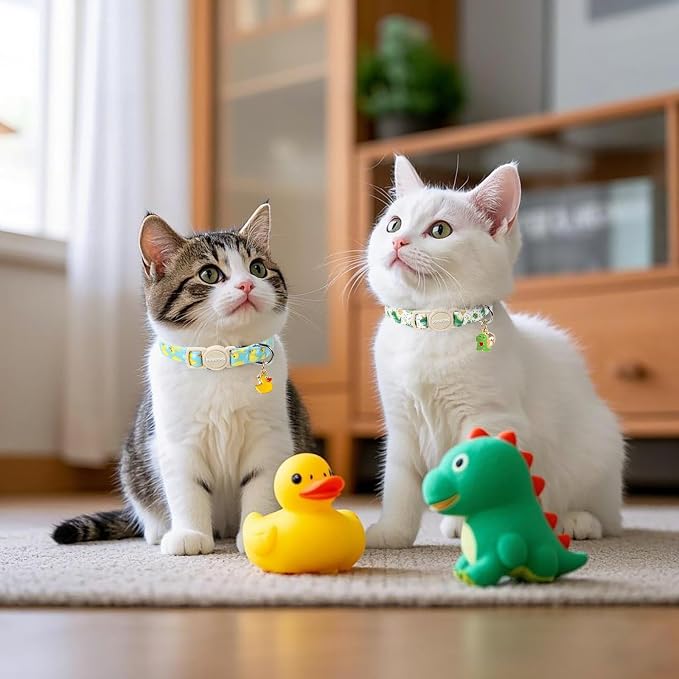 2 Pack Summer Duck Dinosaur Cat Collars Breakaway - Image 5