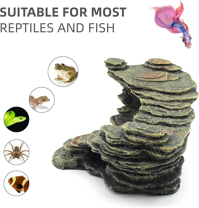 Turtle Basking Platform Shale Scape Step Ledge, Reptile Ladder Resting Terrace - Image 3