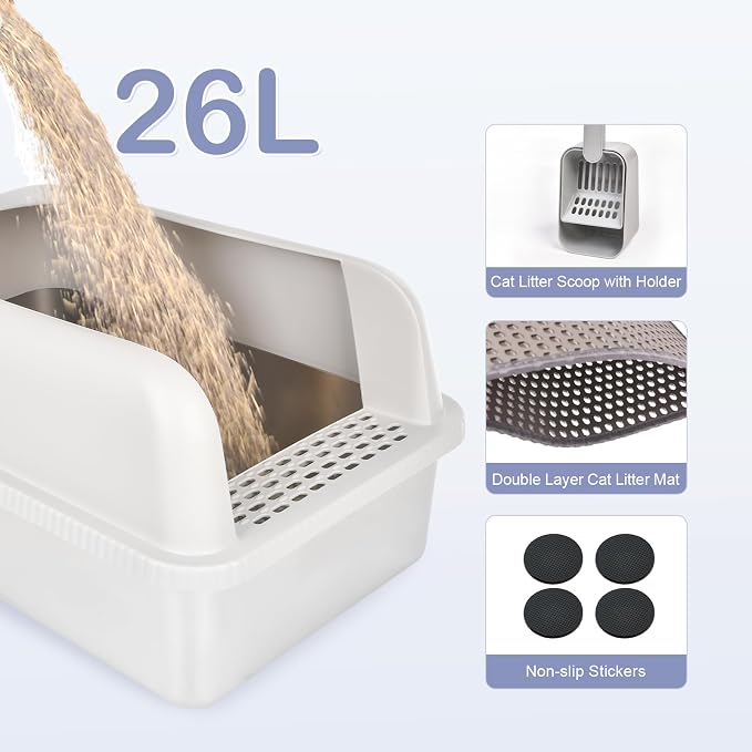 Henkelion 2 Pack Stainless Steel Cat Litter Box - Image 5