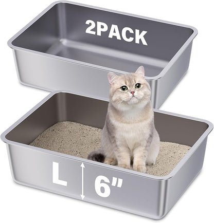 Stainless Steel Litter Box 2 Pack, 19.7"x13.7"x6" Large Metal Litter Box - Image 8