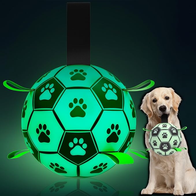 QDAN Glow in The Dark Dog Toys Soccer Ball by QDAN