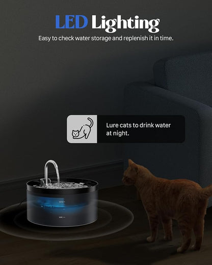 Cat Water Fountain for Cats Indoor: GIOTOHUN 108oz/3.2L Black Cat Drinking - Image 6