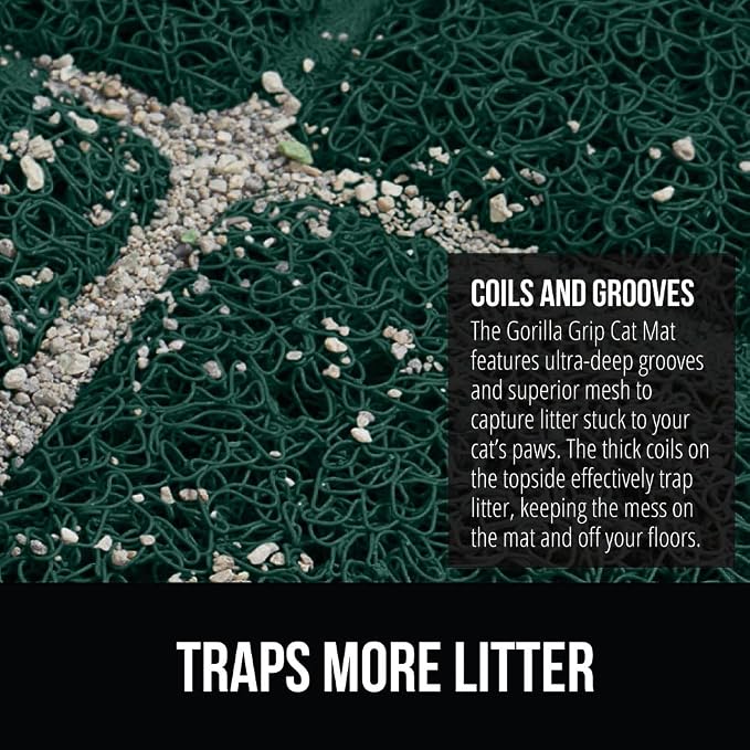 GORILLA GRIP Cat Litter Box Mat, Water Resistant, US Designed Kitty Litter - Image 3