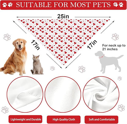 Heart Dog Bandana, 2 Pack Adjustable Holiday Party Birthday Pets Heart Bandana - Image 3