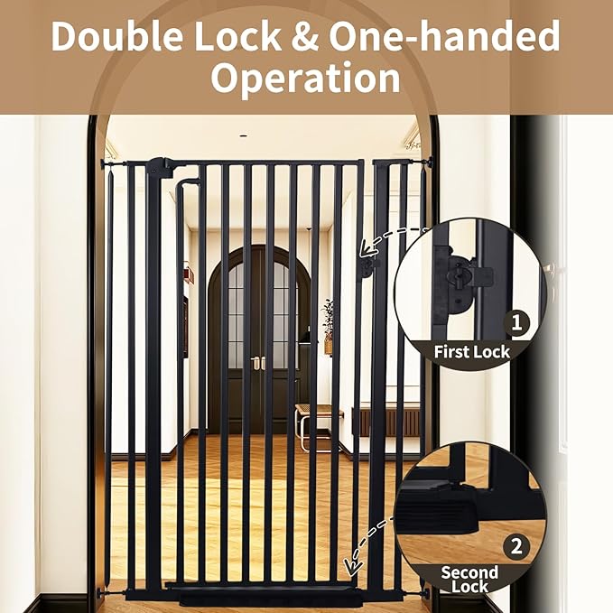 59“ Extra Tall Cat Gate for Doorway：29.4-33.4” Wide Pet Gate, Auto Close/One - Image 5