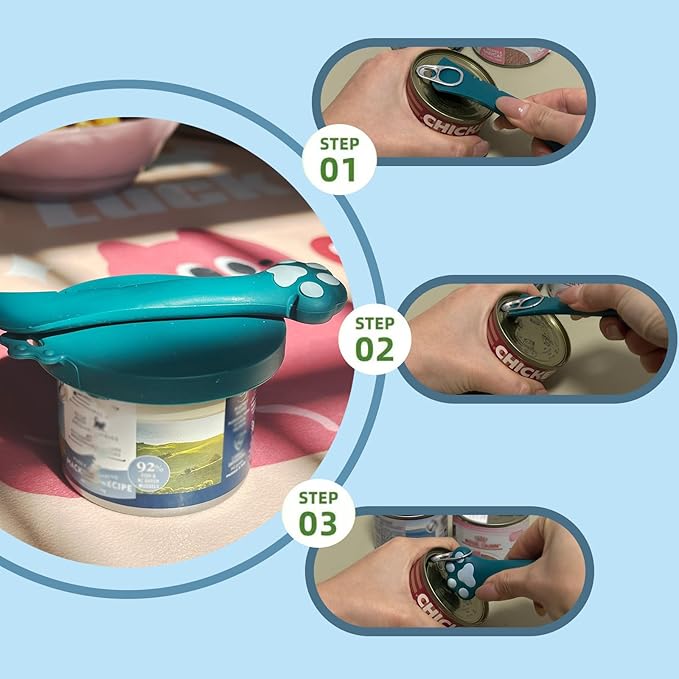 Pet Can Opener & 3 Pcs Cat Food Can Lids | Universal BPA Free Silicone Covers & - Image 4