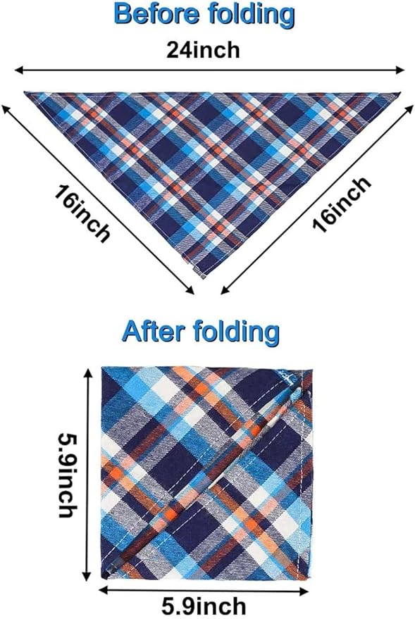 8 Pack Triangle Dog Bandanas, Reversible Plaid Painting Bibs Scarf, Washable - Image 3